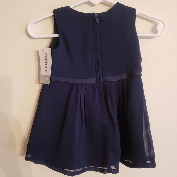 Carter's 3 Month Navy Blue Dress with flower - Picture 3 of 8